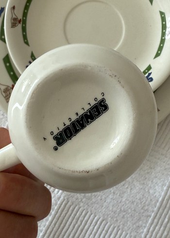  Beden beyaz Renk Beyaz Ördek Desenli Porselen Fincan ve Tabak Seti