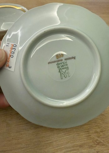 American Vintage Wavel Altın Desenli Porselen Fincan ve Tabak