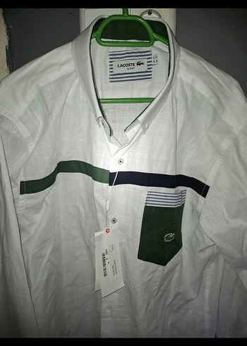 Lacoste Erkek Beyaz Uzun Kollu Keten Gömlek L beden