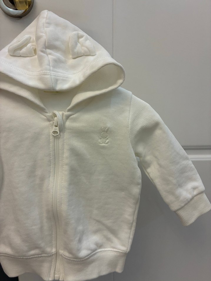 Kız Çocuk Beyaz Kapüşonlu Fermuarlı Sweatshirt - Görsel 2