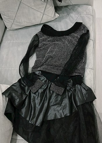 Kız Çocuk Siyah Fırfırlı Gotik Etek - Görsel 3
