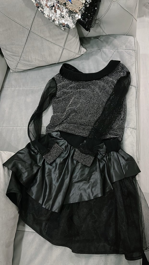 Kız Çocuk Siyah Fırfırlı Gotik Etek - Görsel 3