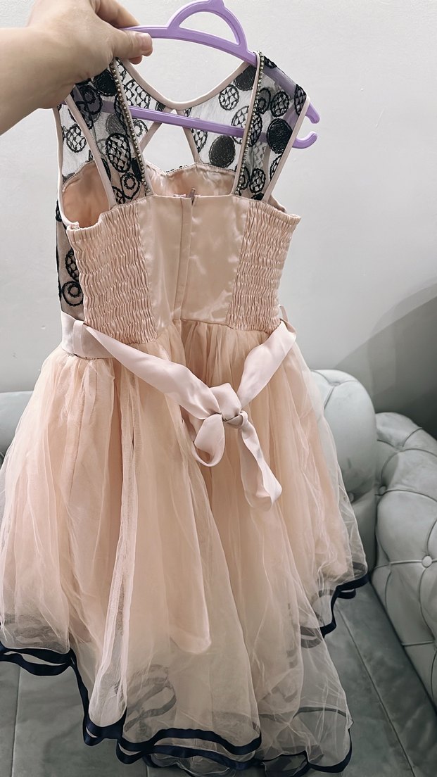 Kız Çocuk Pembe Dantel Detaylı Elbise - Görsel 2