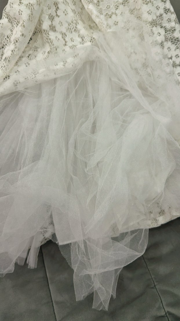 Beyaz Dantel Kız Elbisesi, Kısa Kollu, Bohem - Görsel 2