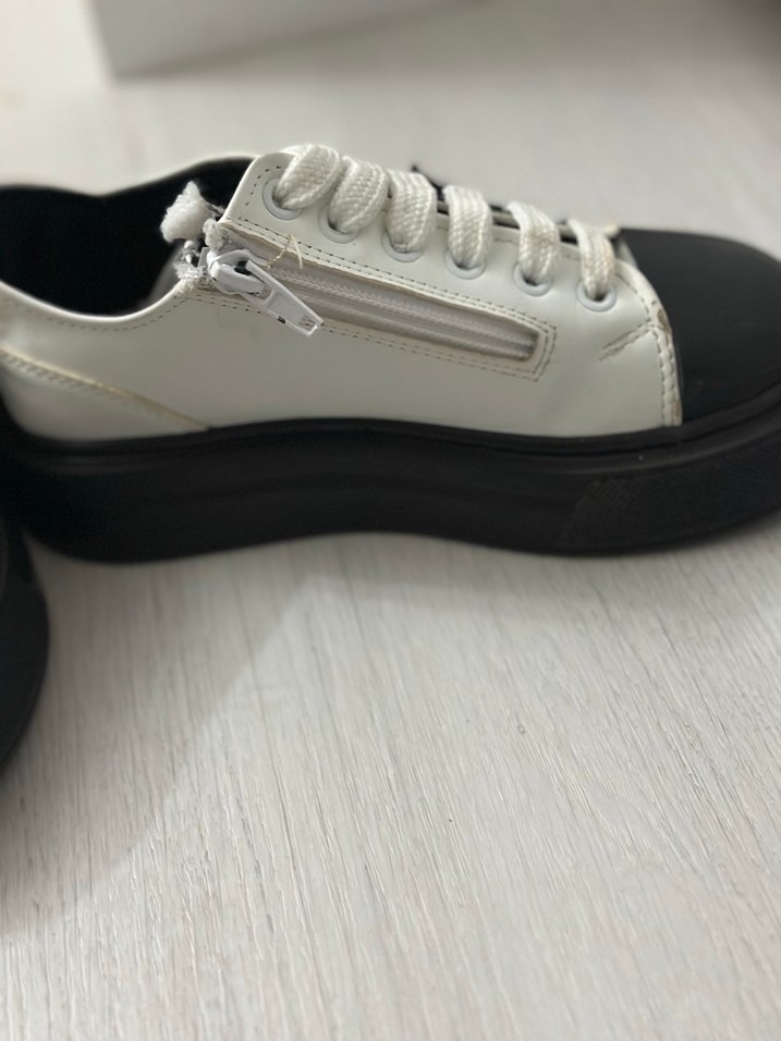 Kadın Siyah-Beyaz Platform Spor Ayakkabı - Görsel 4