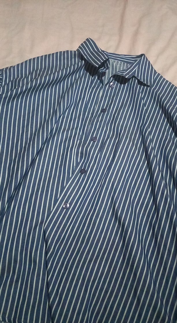 Mavi Çizgili Pilili Midi Kadın Gömlek - Görsel 2