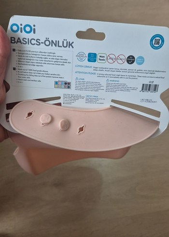 Oioi Marka SilikonPastel Pembe Bebek Mama Önlüğü - Görsel 2
