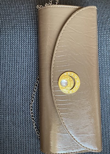 Zincir Detaylı Yılan Derisi Desenli Kadın Clutch