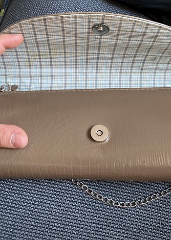 Beden Zincir Detaylı Yılan Derisi Desenli Kadın Clutch