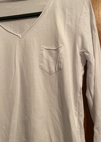Beyaz V Yaka tişört - Görsel 5