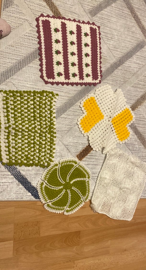 Renkli El Örgüsü Banyo lifi - Görsel 5