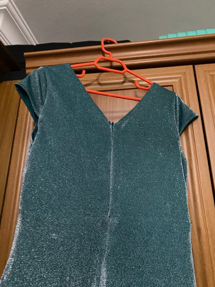 Parlak Turkuaz Drapeli Uzun Abiye Elbise - Görsel 4