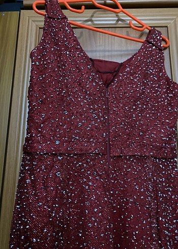 Bordo  Uzun Abiye Elbise - Görsel 2