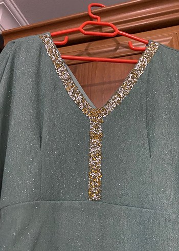 Turkuaz V Yakalı Uzun Bohem Elbise - Görsel 4