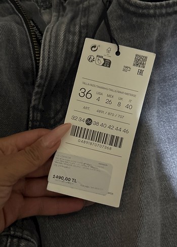 Gri Düğmeli Kadın Jean Pantolon - Görsel 2