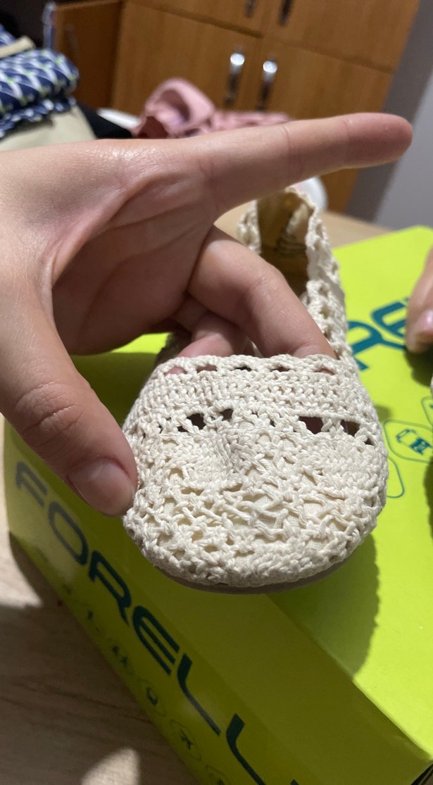 Kız Çocuk Beyaz Dantel Örgü Babet - Görsel 3