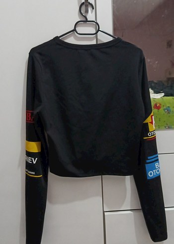 Siyah Baskılı Kadın uzun kollu crop - Görsel 2