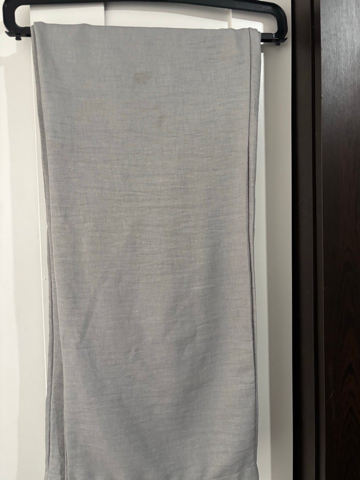 Gri Keten Düğmeli Kadın Pantolon - Görsel 3