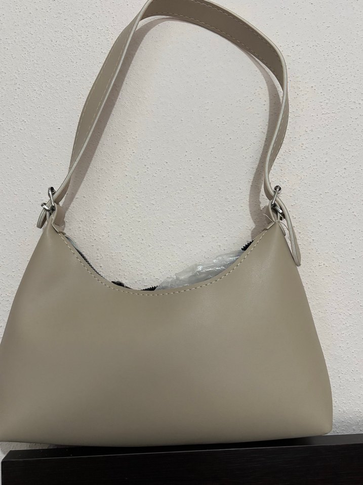 Bej Deri Kadın Omuz Çantası - Görsel 3