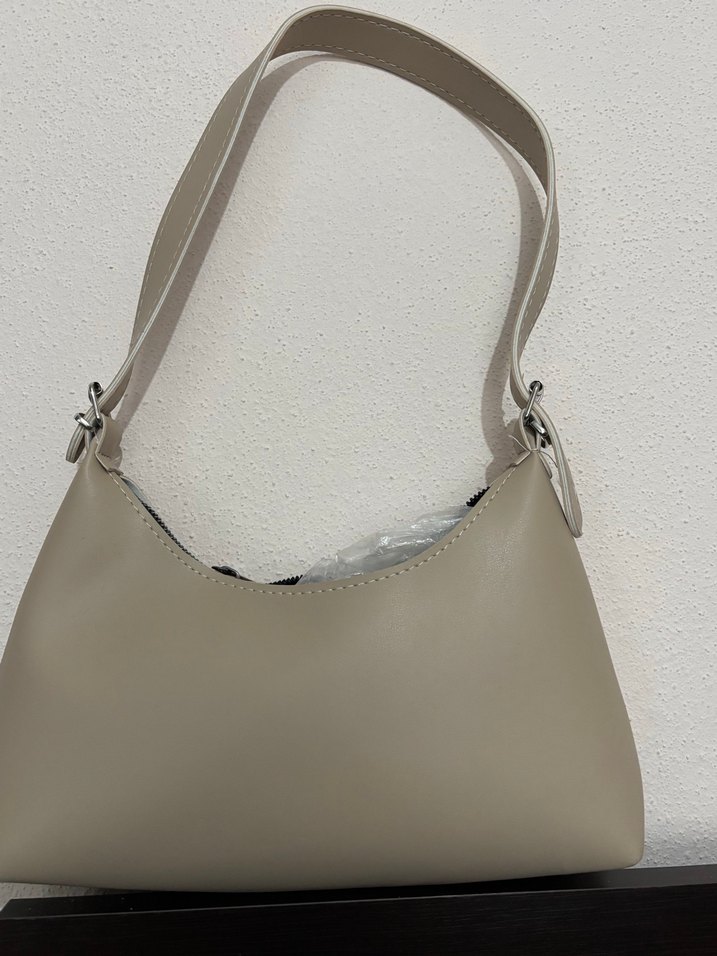 Bej Deri Kadın Omuz Çantası - Görsel 2