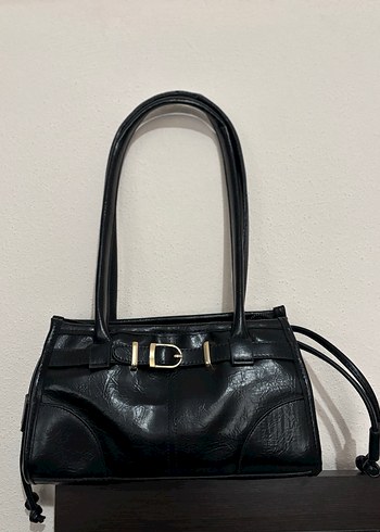 Klasik Siyah Deri Kadın Çanta - Görsel 2
