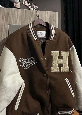 m Beden PULL&BEAR Kahverengi Baskılı Kadın Bomber Ceket