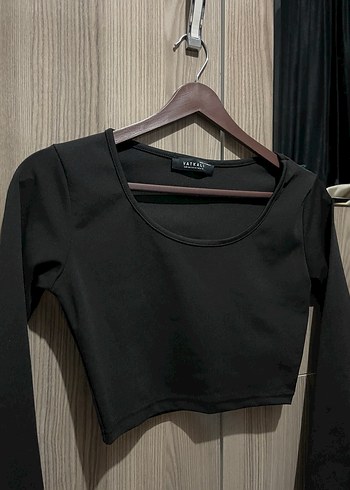 Diğer Siyah Uzun Kollu Crop Bluz