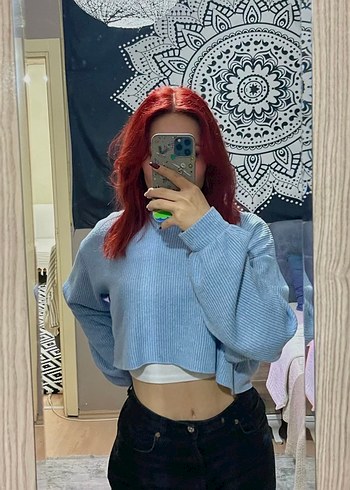 Bershka MaviOversize Triko Kadın Kazak