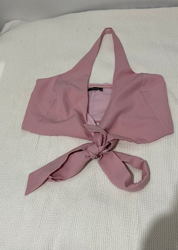 Pembe Drapeli Bağlamalı Kadın Üst