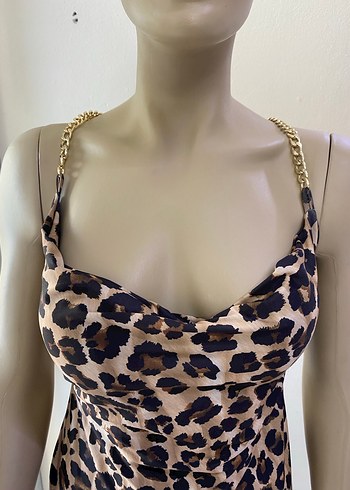 Zincir Detaylı Leopar Desenli Kadın Body