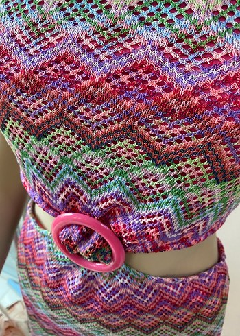 KOTON Renkli Desenli Kemerli Monokini - Görsel 3