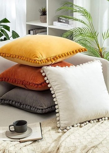 Turuncu Bohem Nakışlı Dekoratif kırlent kılıfı - Görsel 4