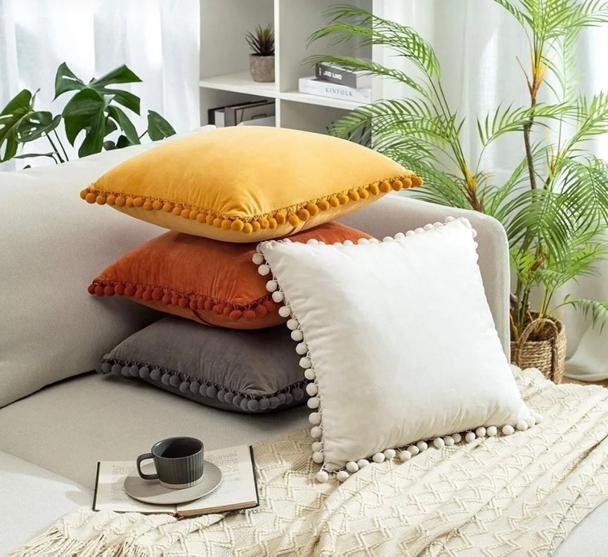 Turuncu Bohem Nakışlı Dekoratif kırlent kılıfı - Görsel 4