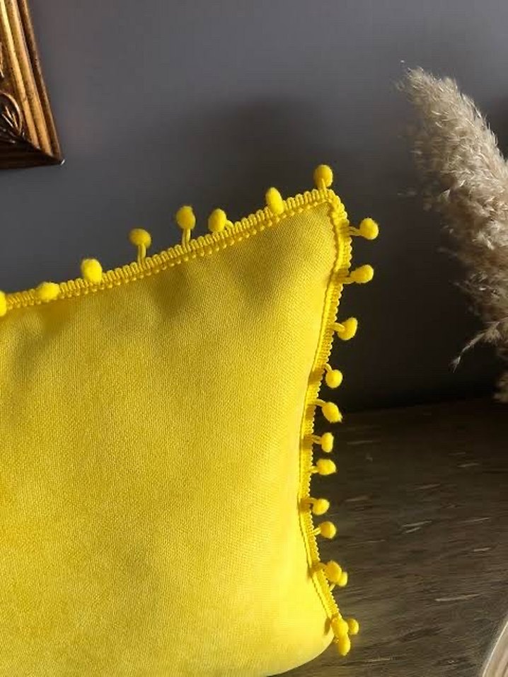 Sarı Bohem Nakışlı Dekoratif kırlent kılıfı - Görsel 2
