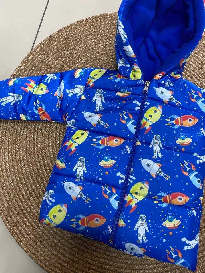 Kapüşonlu Mavi Çocuk Montu - Görsel 2