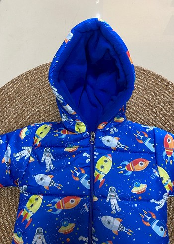 Kapüşonlu Mavi Erkek Çocuk Mont - Görsel 2