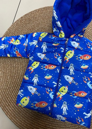 Kapüşonlu Mavi Erkek Çocuk Mont - Görsel 3