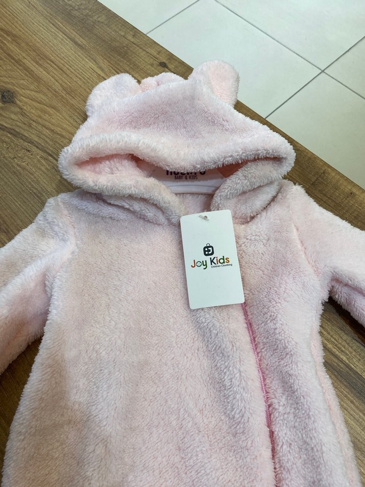 Pembe Peluş Bebek Kız Tulumu - Görsel 2