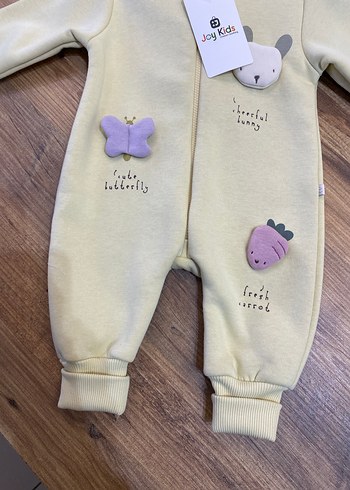 Sarı Örgü Bebek Kız Tulumu Desenli - Görsel 3