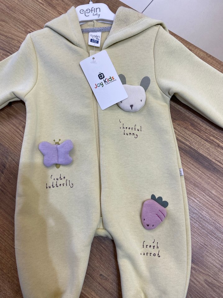 Sarı Örgü Bebek Kız Tulumu Desenli - Görsel 2