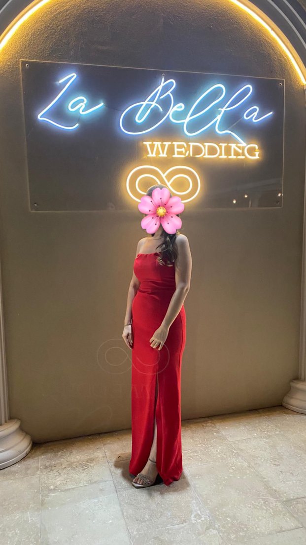 Uzun Kırmızı Straplez Kadın Abiye - Görsel 2