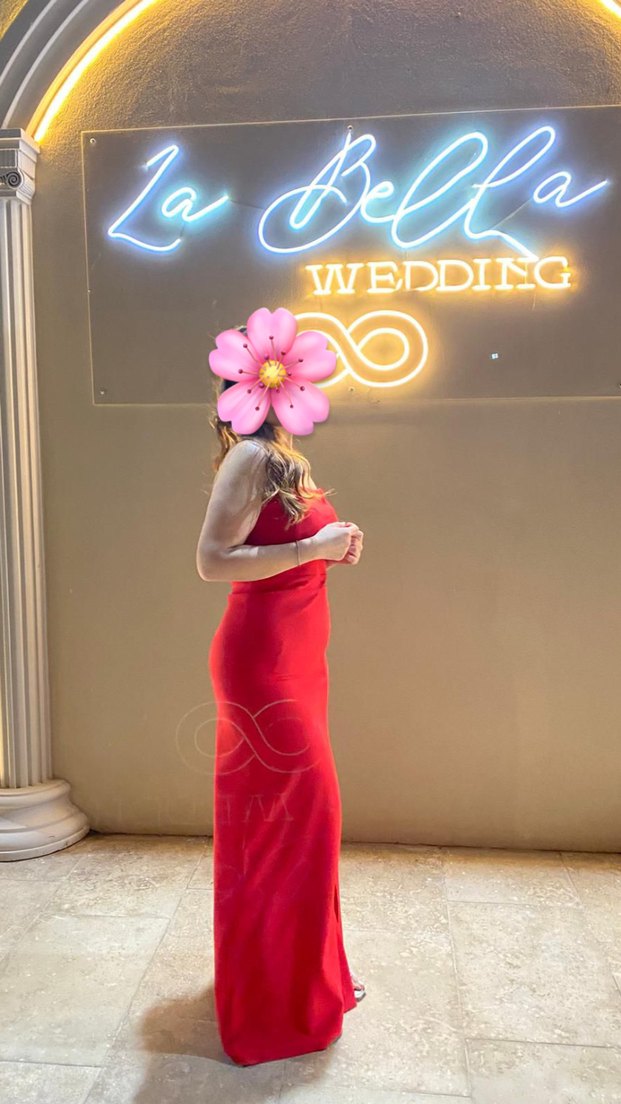 Uzun Kırmızı Straplez Kadın Abiye - Görsel 3