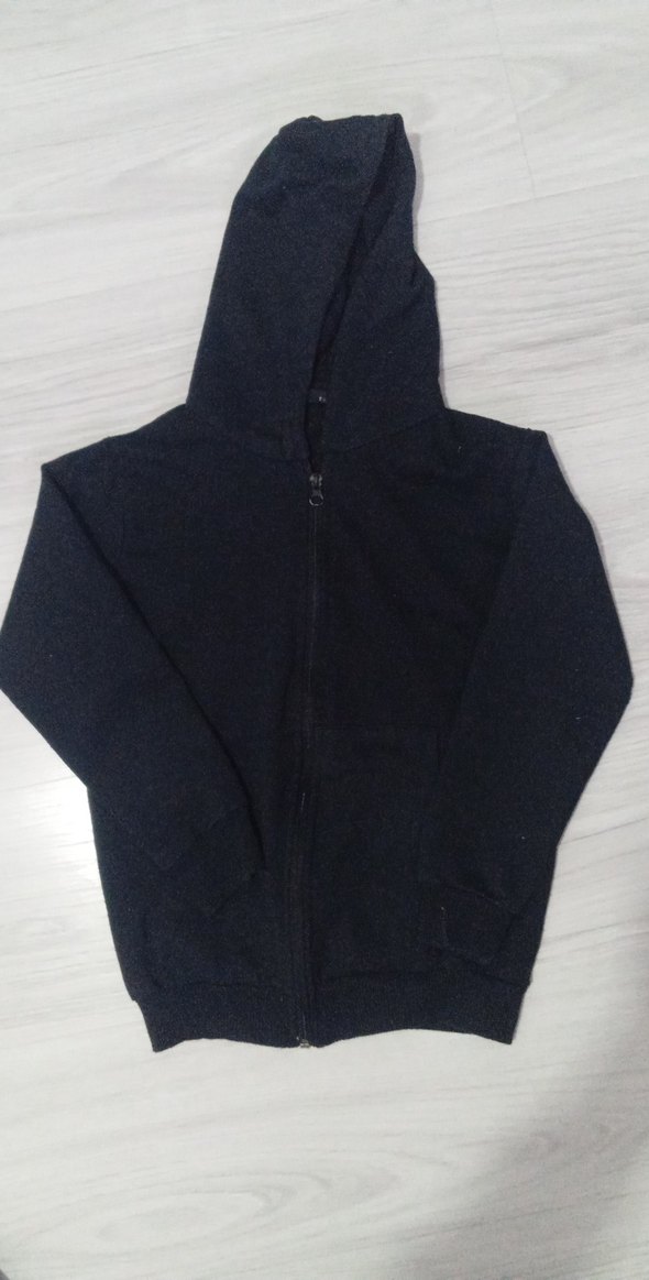 Erkek Çocuk Siyah Fermuarlı Kapüşonlu Sweatshirt - Görsel 2