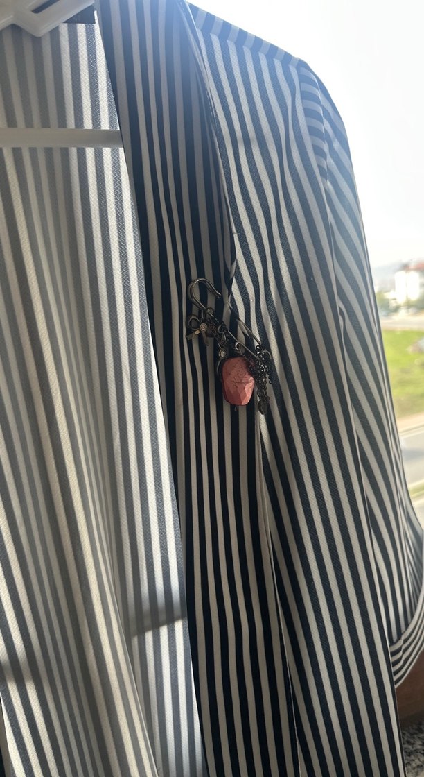 Çizgili Midi Kadın Blazer Ceket - Görsel 2