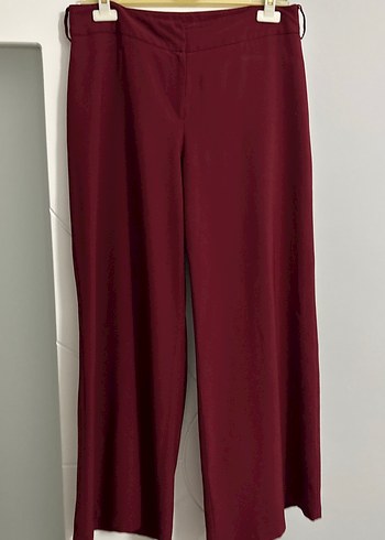 Parantez marka Bordo geniş paça kumaş pantolon
