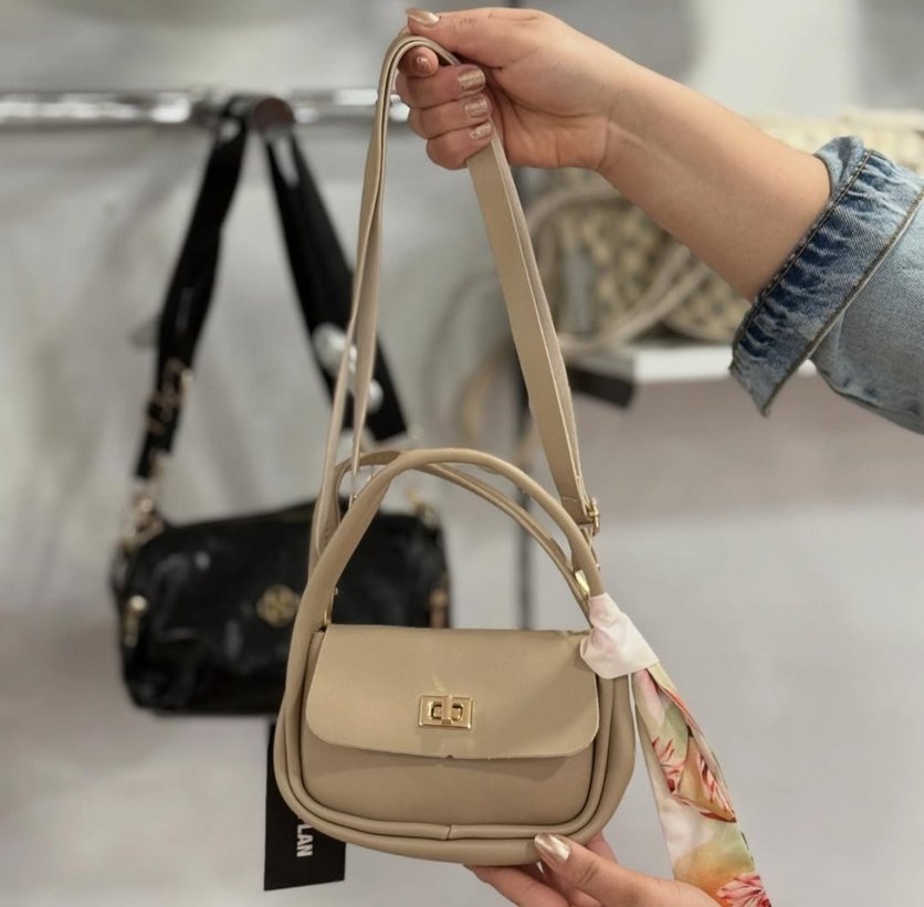 Beyaz Deri Kadın Omuz Çantası - Görsel 2