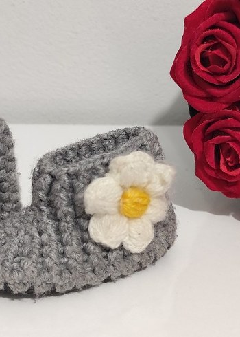 Gri Örgü Kız Bebek Botu - Görsel 2