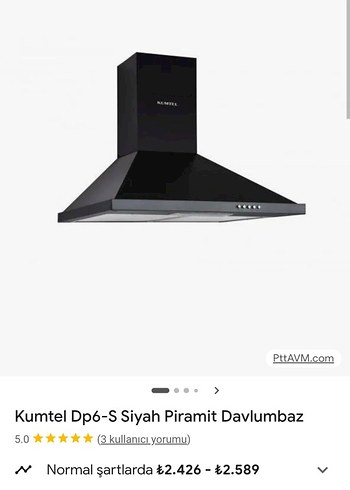 Kumtel Dp6-S Siyah Piramit Davlumbaz - Görsel 2