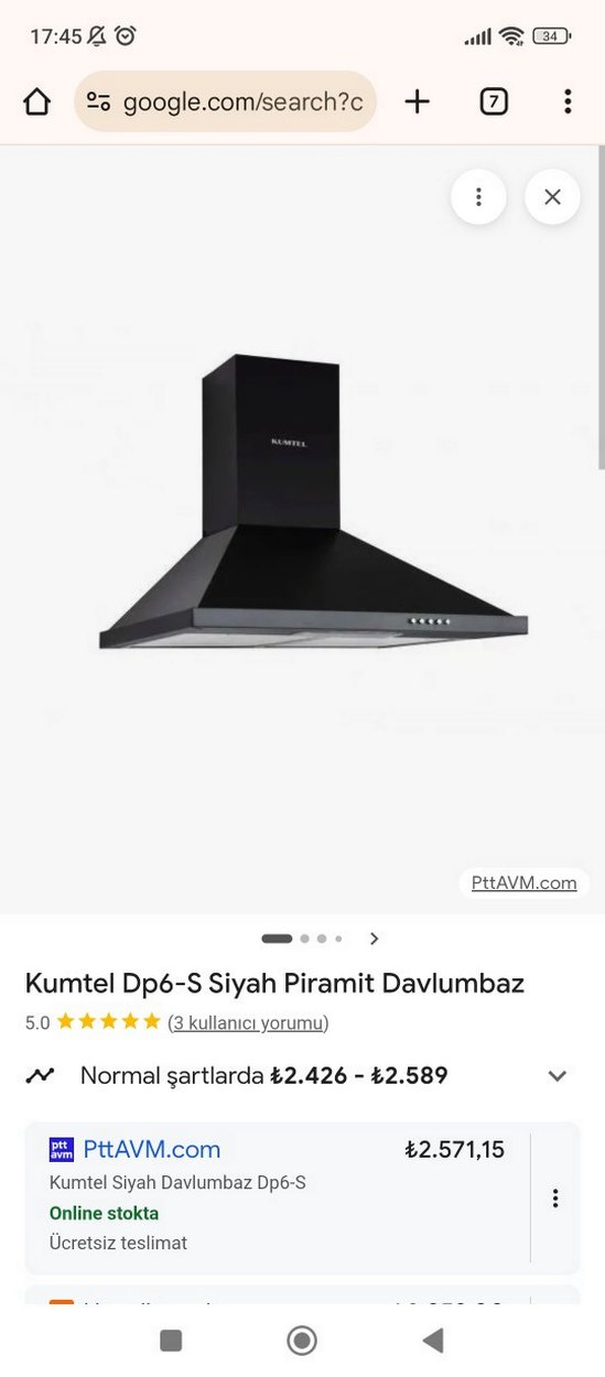 Kumtel Dp6-S Siyah Piramit Davlumbaz - Görsel 2