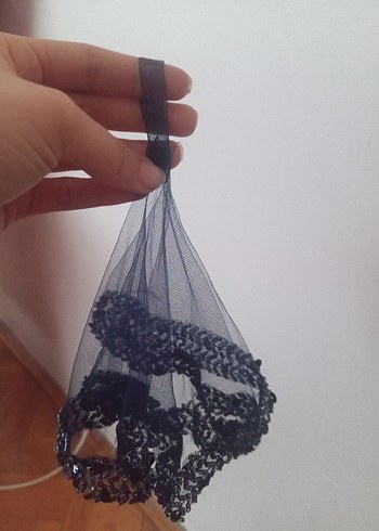 Gri Boncuk İşlemeli Gelin Halay mendili - Görsel 2